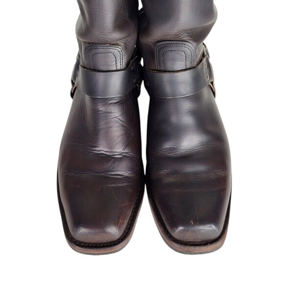 Vintage 80s FRYE Leather Harness Square Toe Moto Cowboy Boot Men's Size 10 Brown - Picture 8 of 16